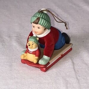 Winnie The Pooh "Hold On Pooh" Christmas Ornament Ashton Drake